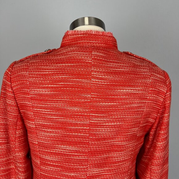 Chicos Womens Textured Fringe Jacket Garibaldi Orange Zip Front size Medium - Picture 10 of 16